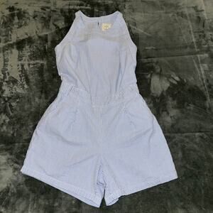 Hope & Henry Romper Women’s 2 Blue White Striped Organic Cotton Coastal Summer
